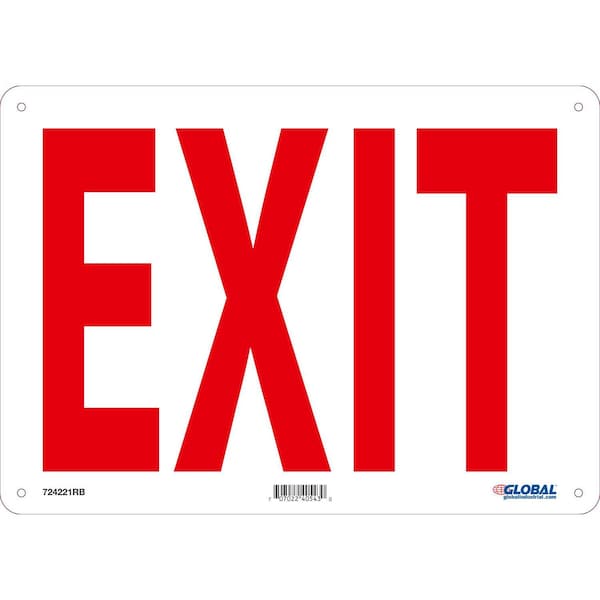 Exit Sign, Plastic, 14 in W, 10 in H